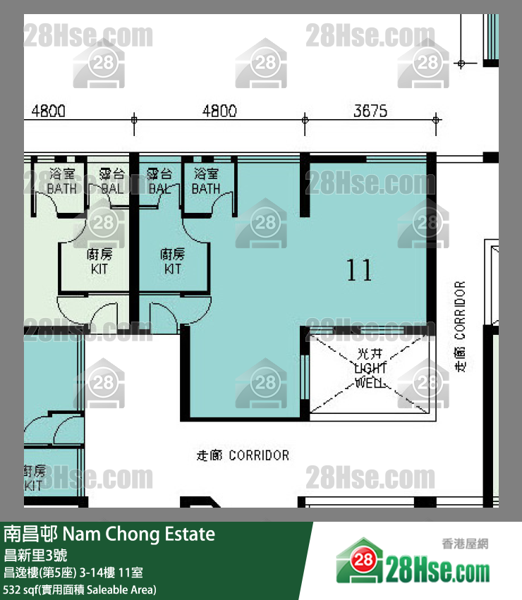 南昌邨 昌逸樓(第5座)7樓 11室 平面圖