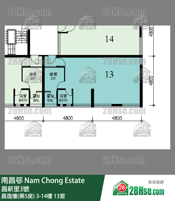 南昌邨 昌逸樓(第5座)8樓 13室 平面圖