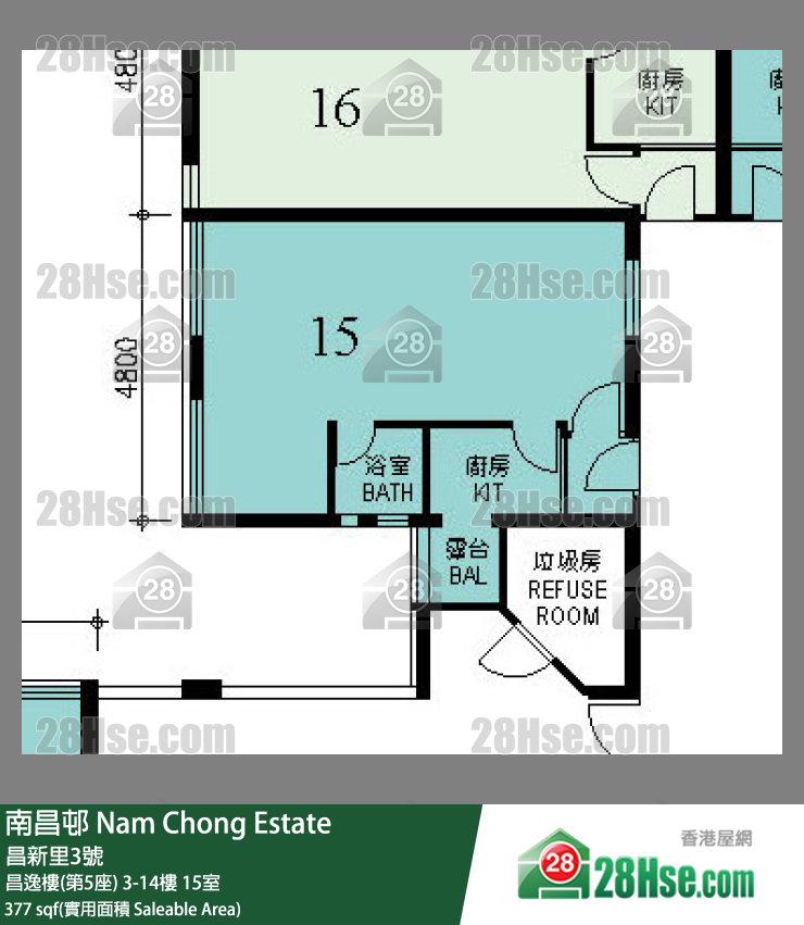 南昌邨 昌逸樓(第5座)7樓 15室 平面圖
