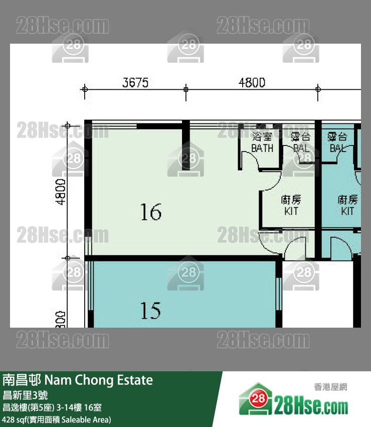 南昌邨 昌逸樓(第5座)14樓 16室 平面圖