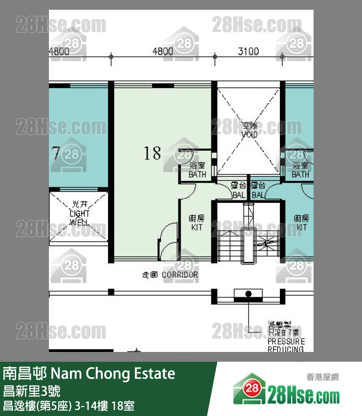 南昌邨 昌逸樓(第5座)10樓 18室 平面圖