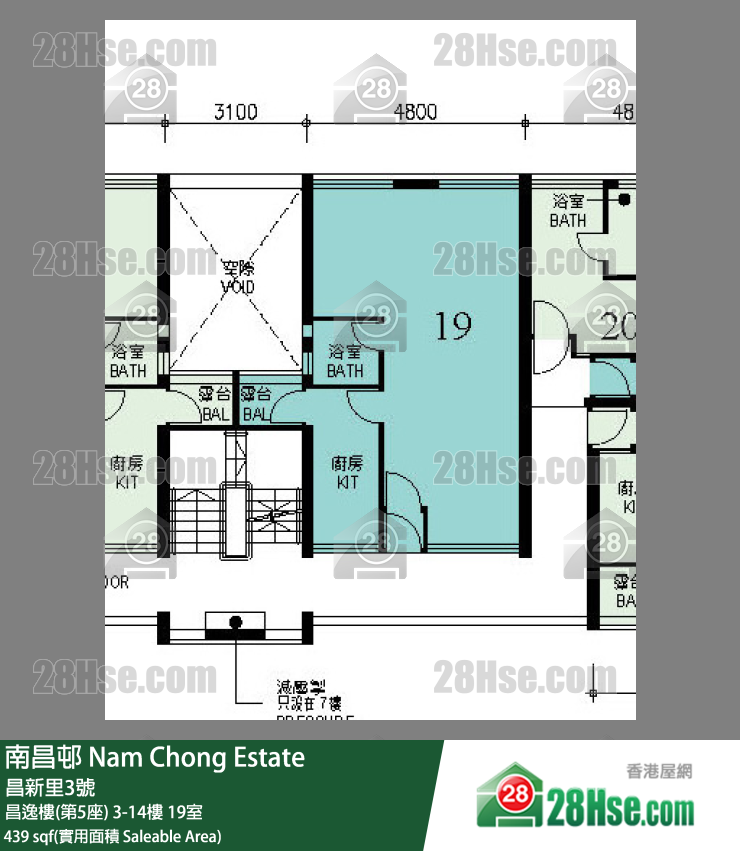 南昌邨 昌逸樓(第5座) 14樓 19室 平面圖