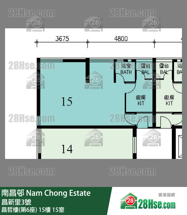南昌邨 昌哲樓(第6座)15樓 15室 平面圖