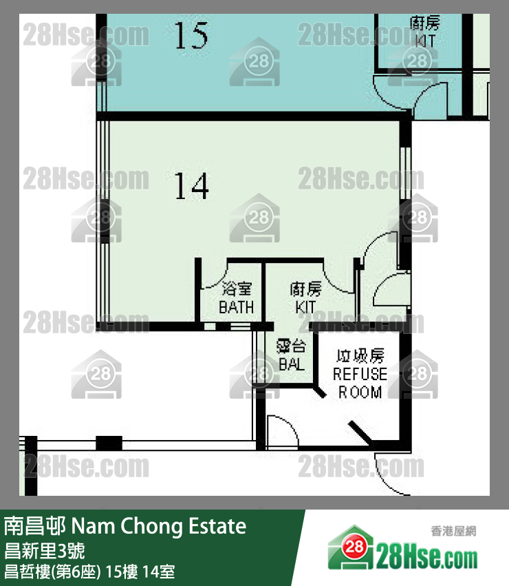 南昌邨 昌哲樓(第6座) 15樓 14室 平面圖