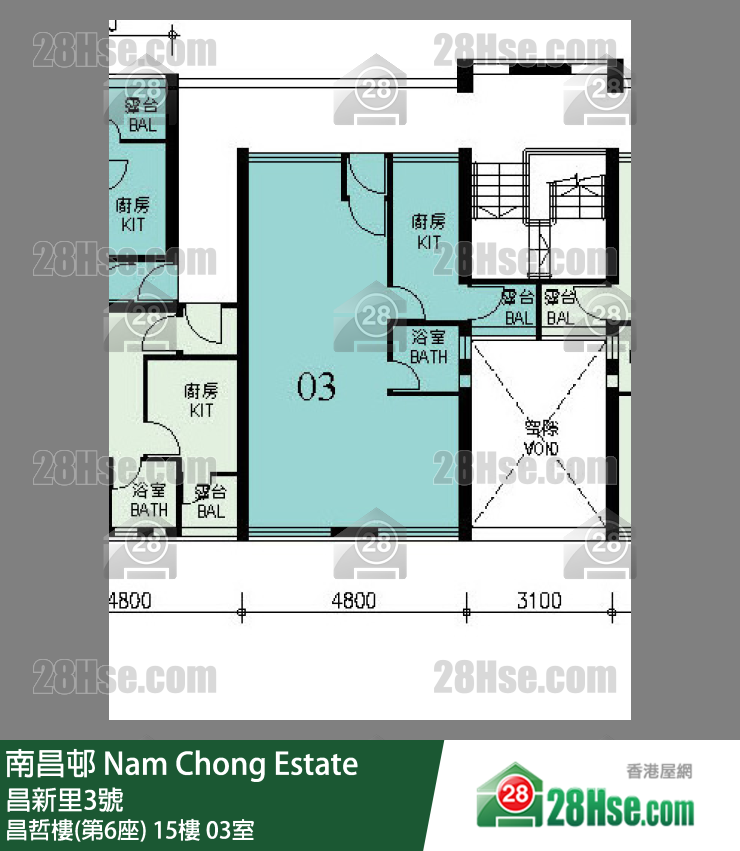 南昌邨 昌哲樓(第6座)15樓 03室 平面圖