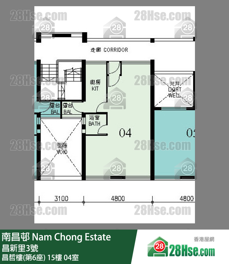 南昌邨 昌哲樓(第6座)15樓 04室 平面圖