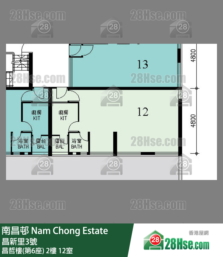 南昌邨 昌哲樓(第6座)2樓 12室 平面圖
