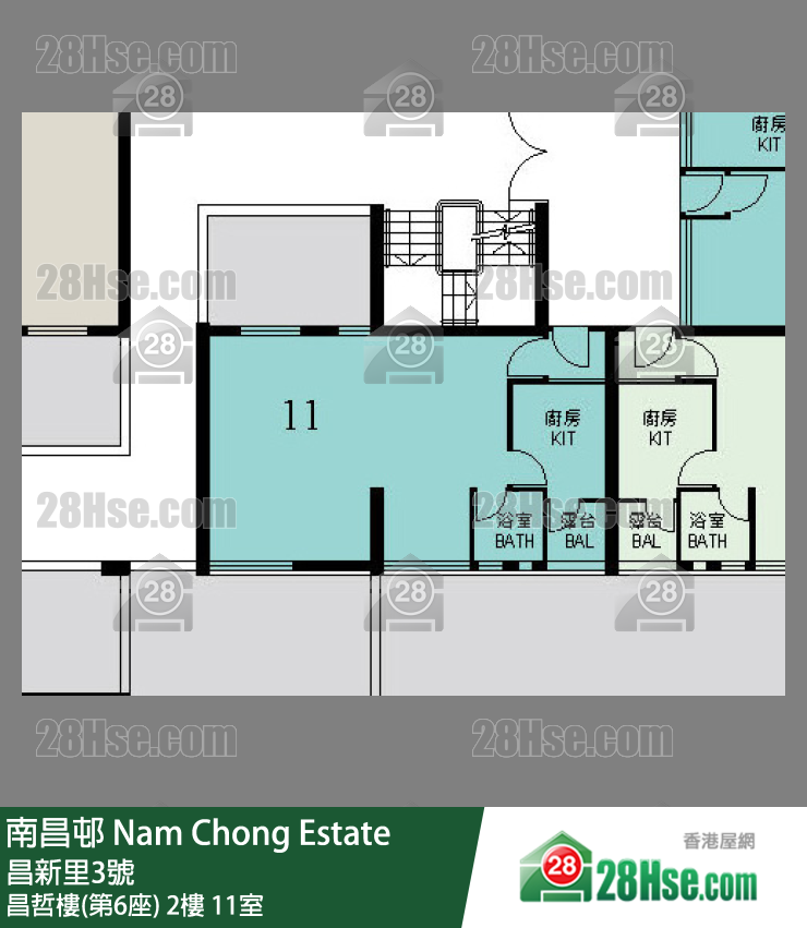 南昌邨 昌哲樓(第6座)2樓 11室 平面圖