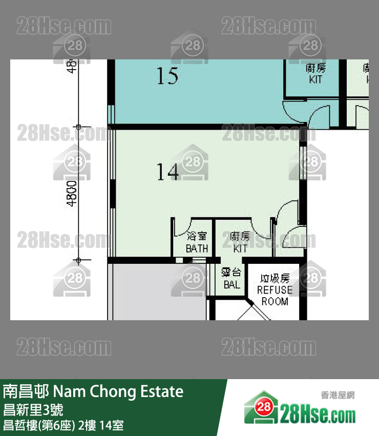 南昌邨 昌哲樓(第6座)2樓 14室 平面圖