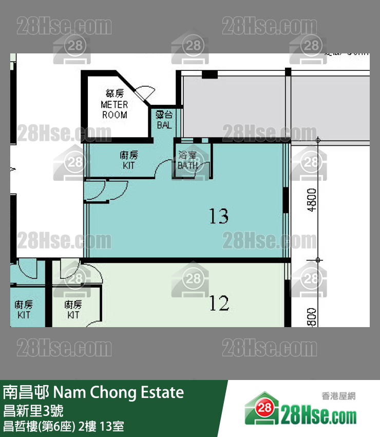 南昌邨 昌哲樓(第6座)2樓 13室 平面圖