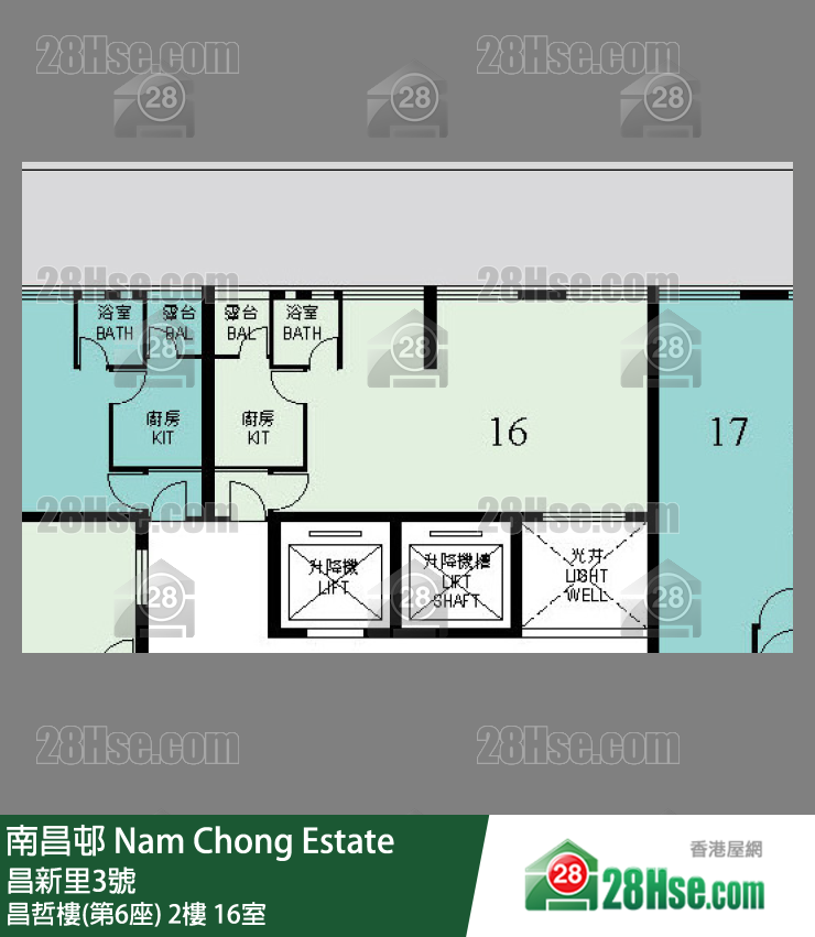 南昌邨 昌哲樓(第6座)2樓 16室 平面圖
