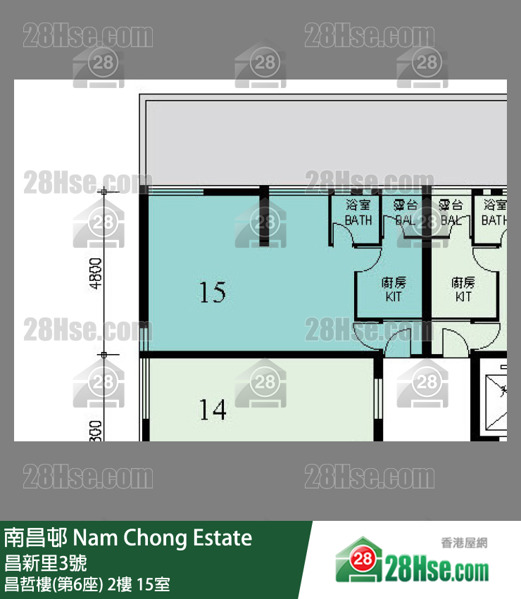 南昌邨 昌哲樓(第6座) 2樓 15室 平面圖