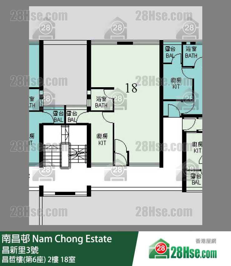 南昌邨 昌哲樓(第6座)2樓 18室 平面圖