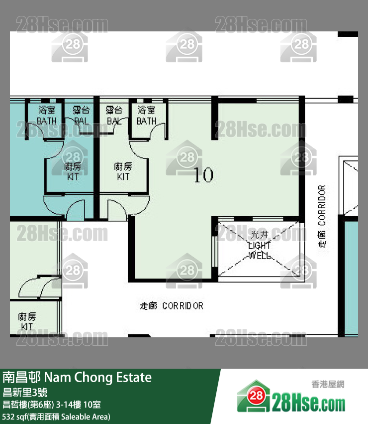 南昌邨 昌哲樓(第6座)4樓 10室 平面圖