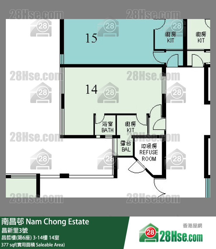 南昌邨 昌哲樓(第6座)5樓 14室 平面圖