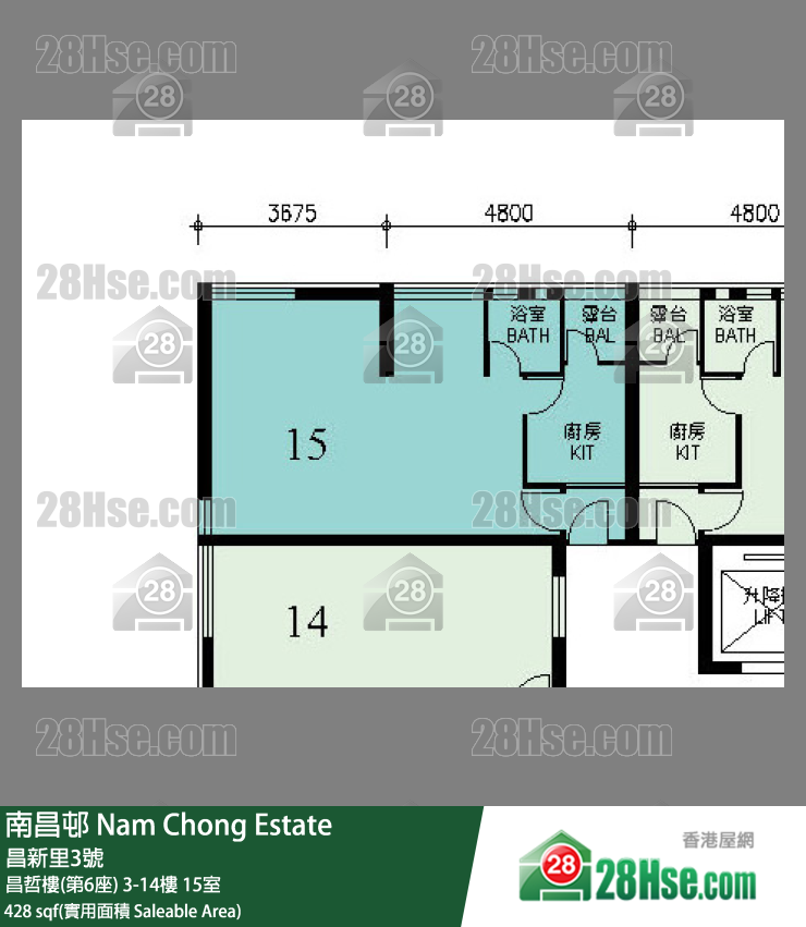 南昌邨 昌哲樓(第6座)5樓 15室 平面圖