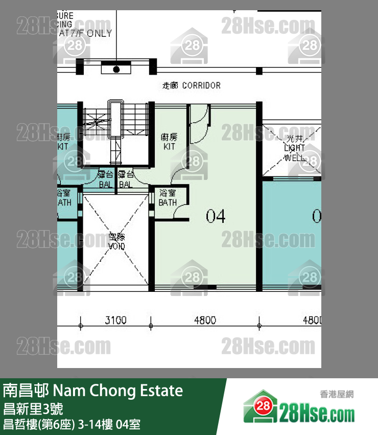 南昌邨 昌哲樓(第6座)13樓 04室 平面圖