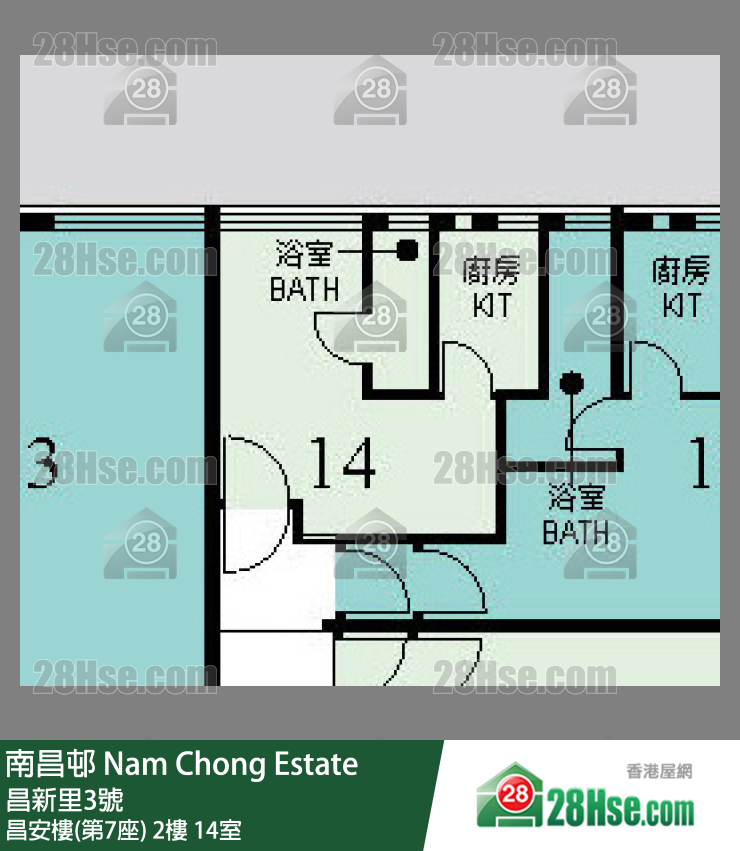 南昌邨 昌安樓(第7座)2樓 14室 平面圖