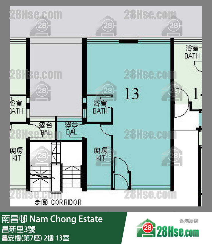 南昌邨 昌安樓(第7座)2樓 13室 平面圖