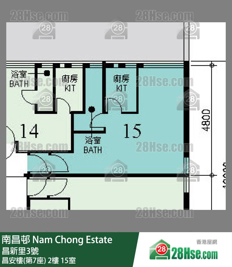 南昌邨 昌安樓(第7座)2樓 15室 平面圖
