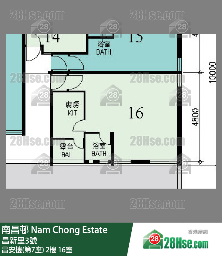 南昌邨 昌安樓(第7座)2樓 16室 平面圖