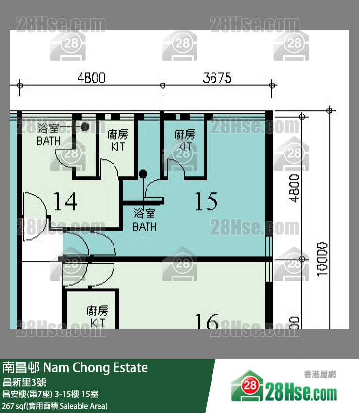 南昌邨 昌安樓(第7座)8樓 15室 平面圖