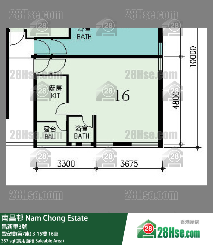 南昌邨 昌安樓(第7座) 10樓 16室 平面圖