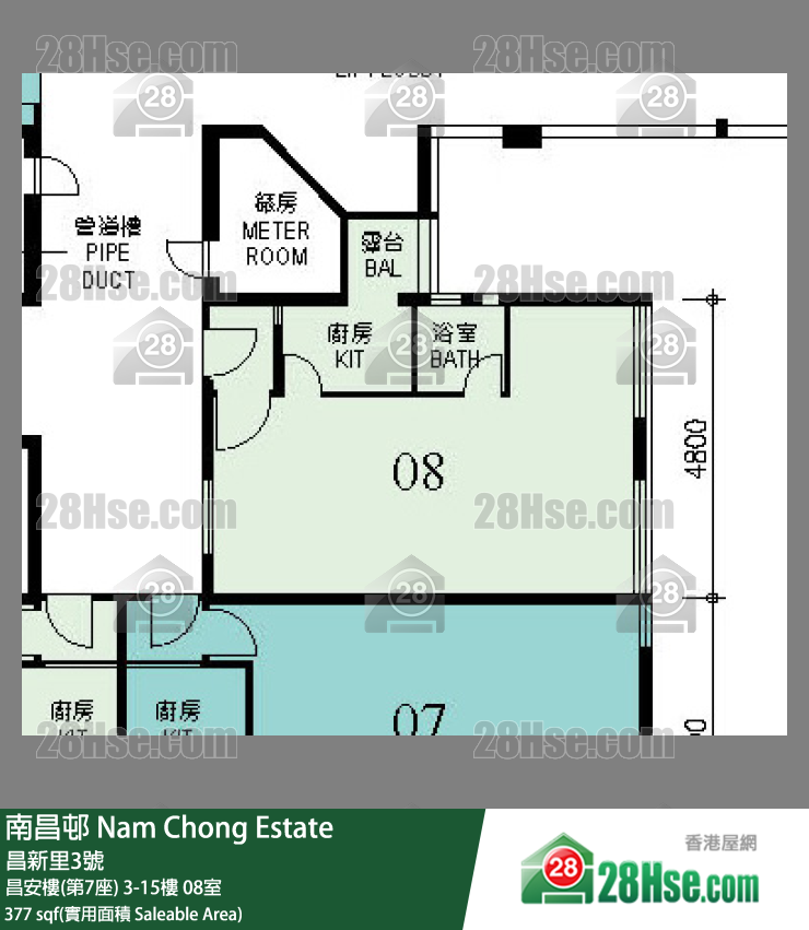 南昌邨 昌安樓(第7座)3樓 08室 平面圖