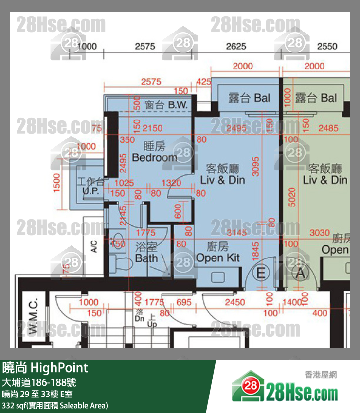 晓尚 单位平面图(由 28Hse 提供)
