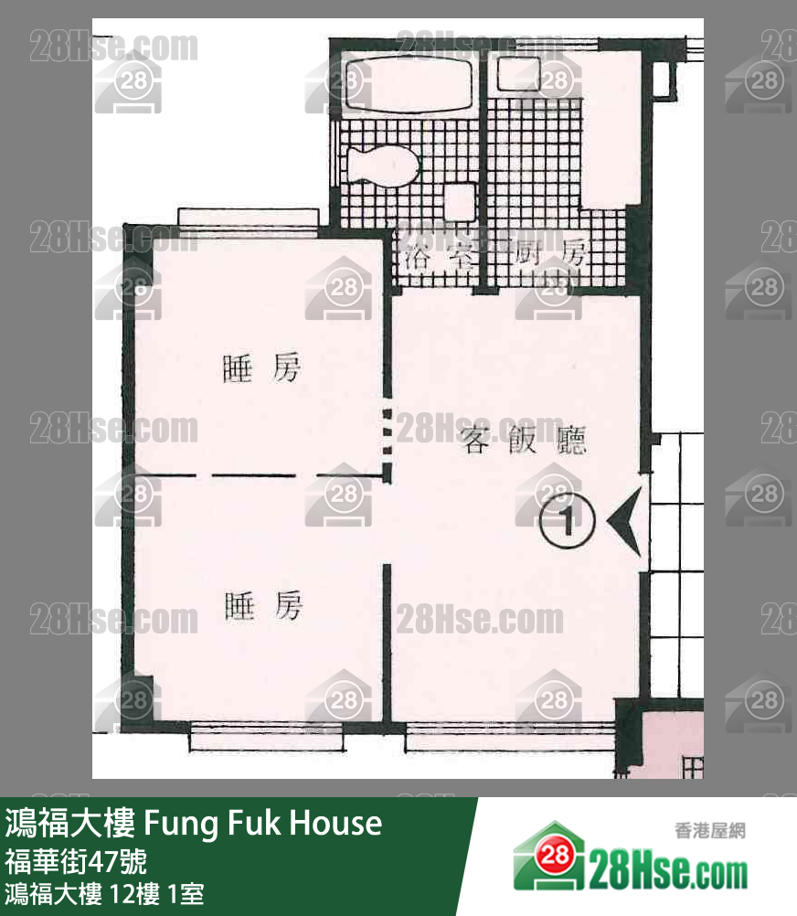 鴻福大樓 鴻福大樓12樓 1室 平面圖