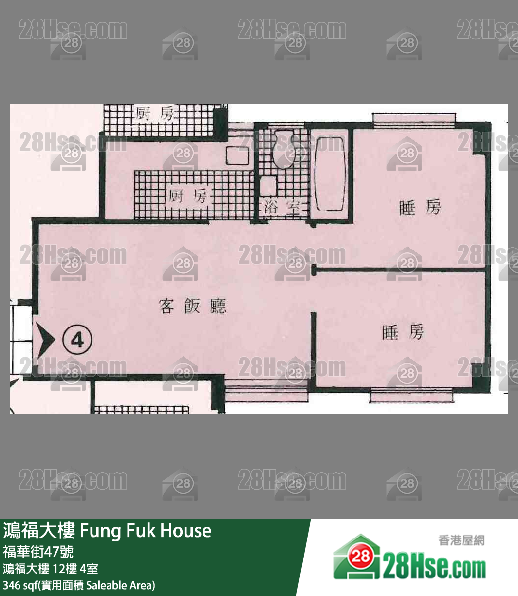 鴻福大樓 鴻福大樓12樓 4室 平面圖