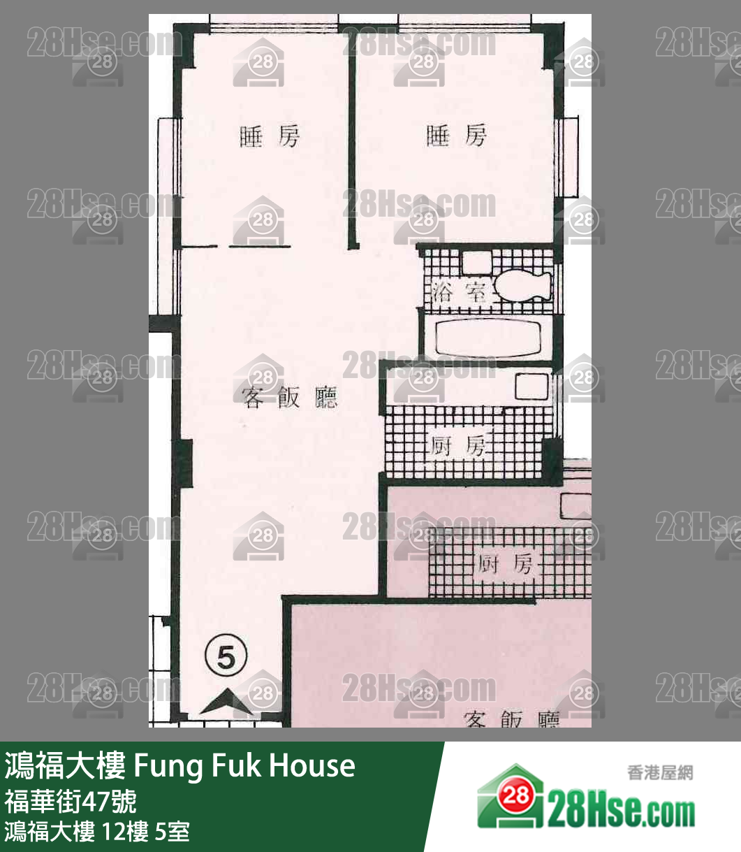鴻福大樓 鴻福大樓12樓 5室 平面圖