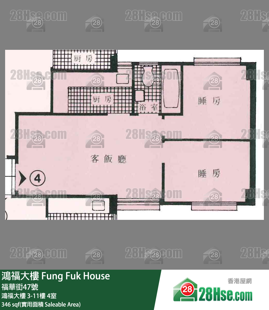鴻福大樓 鴻福大樓3樓 4室 平面圖