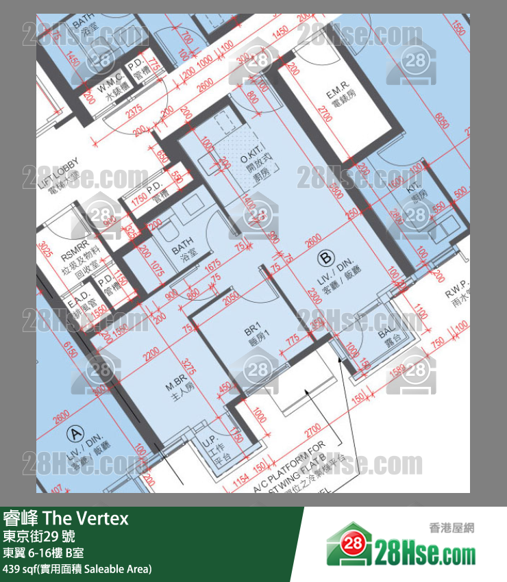 睿峰 東翼 10樓 B室 平面圖