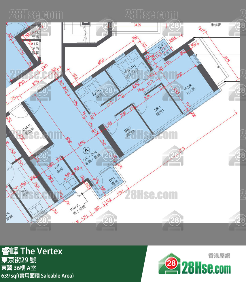 睿峰 東翼 36樓 A室 平面圖