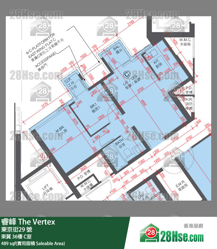 睿峰 東翼 36樓 C室 平面圖