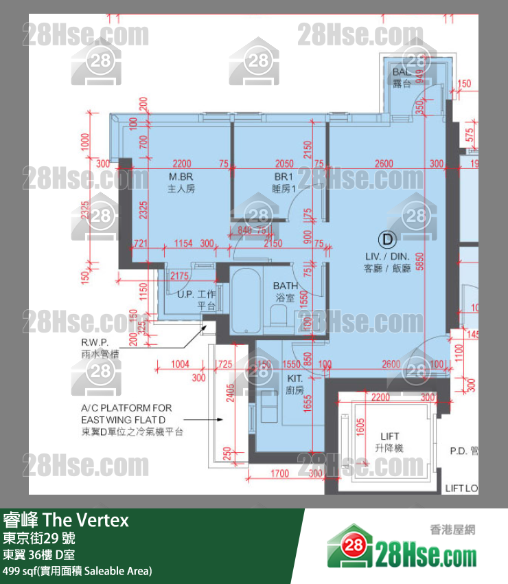 睿峰 东翼 36楼 D室 平面图