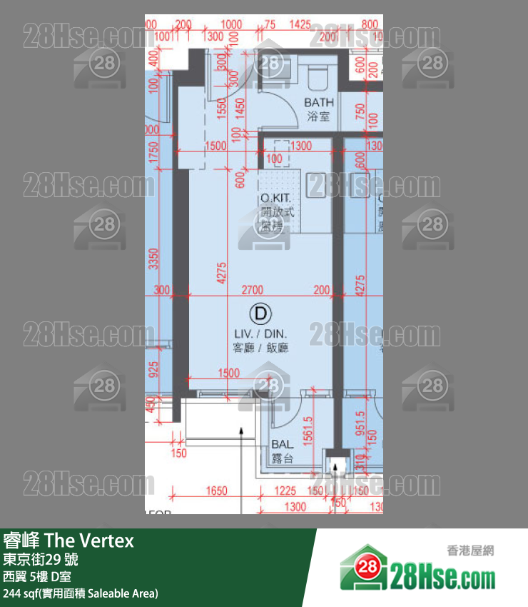 睿峰 西翼 5樓 D室 平面圖