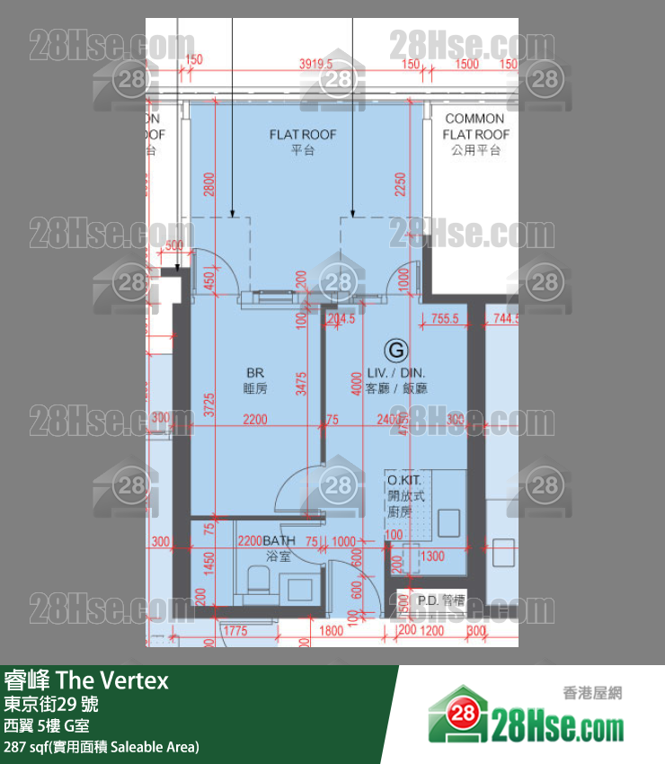 睿峰 西翼 5樓 G室 平面圖