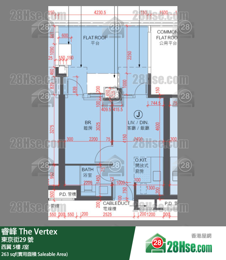 睿峰 西翼 5樓 J室 平面圖
