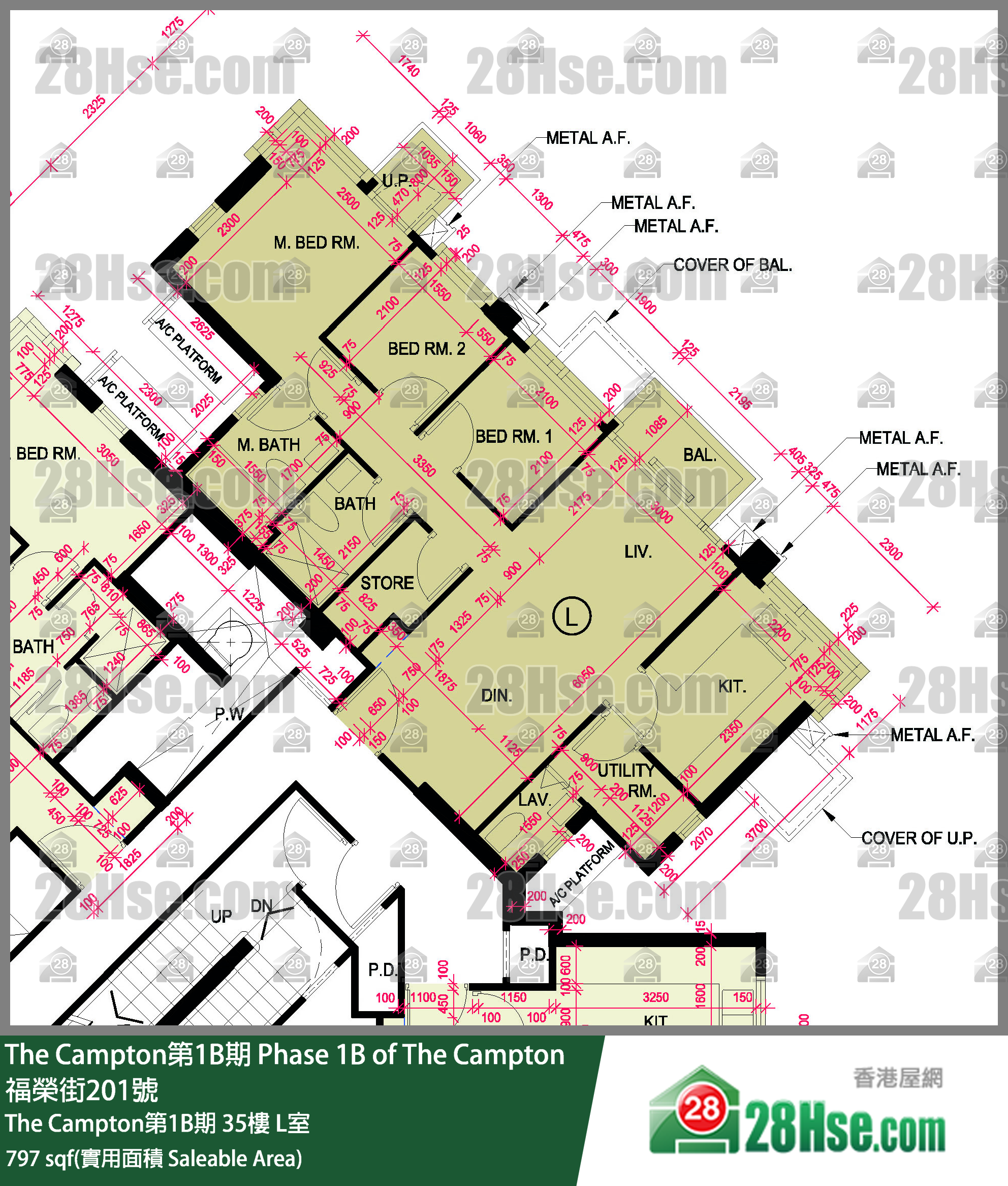 The Campton 1B期 The Campton第1B期 35樓 L室 平面圖