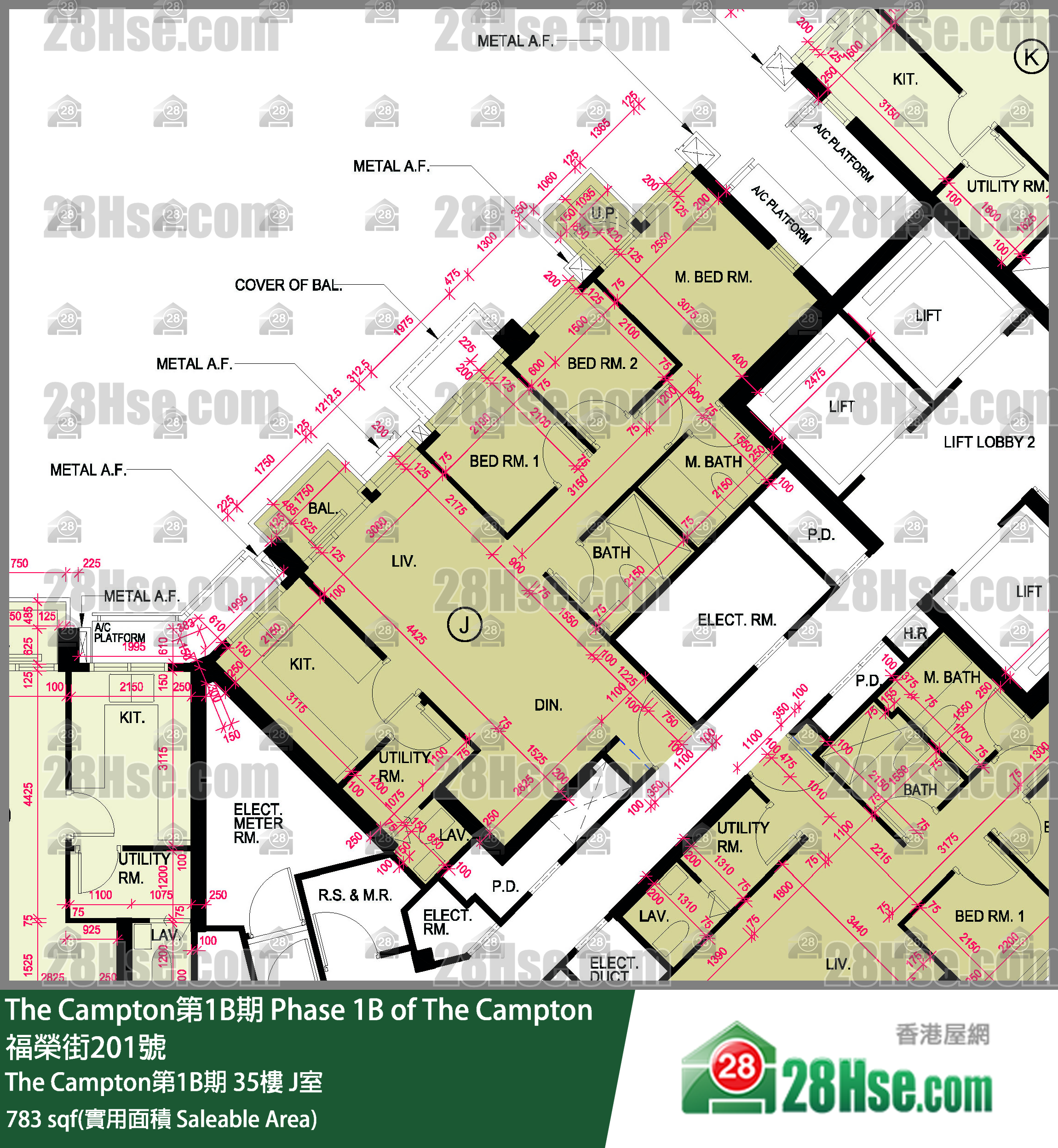 The Campton 1B期 The Campton第1B期 35樓 J室 平面圖