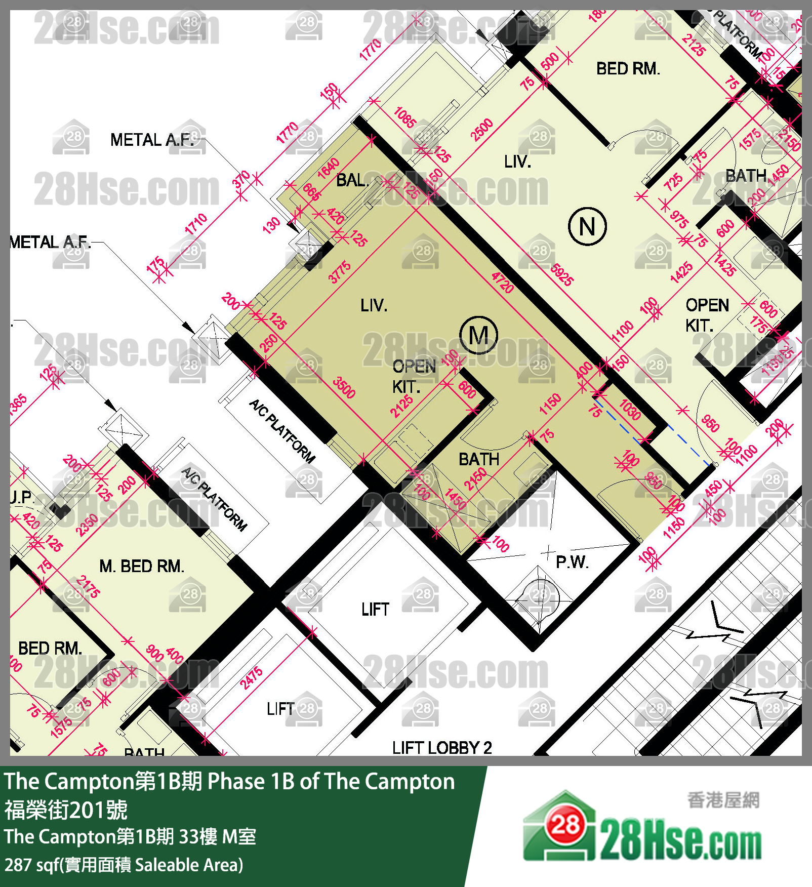 The Campton 1B期 The Campton第1B期 33樓 M室 平面圖