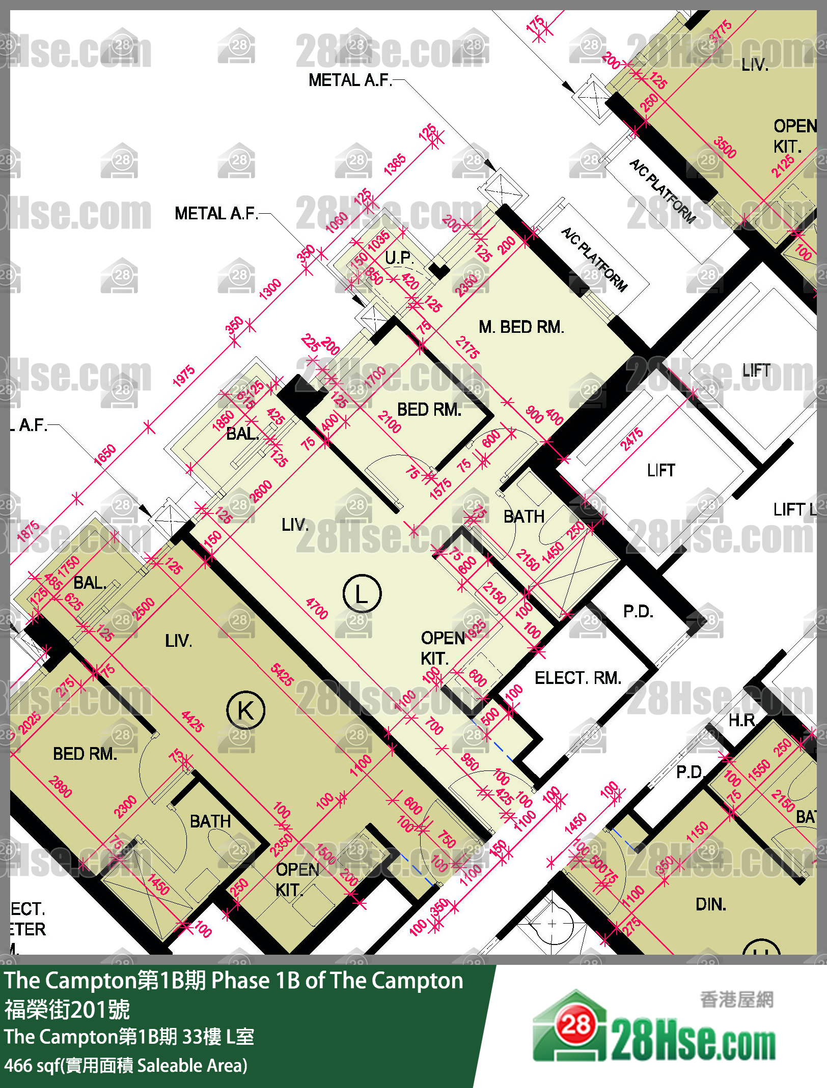 The Campton 1B期 The Campton第1B期 33樓 L室 平面圖