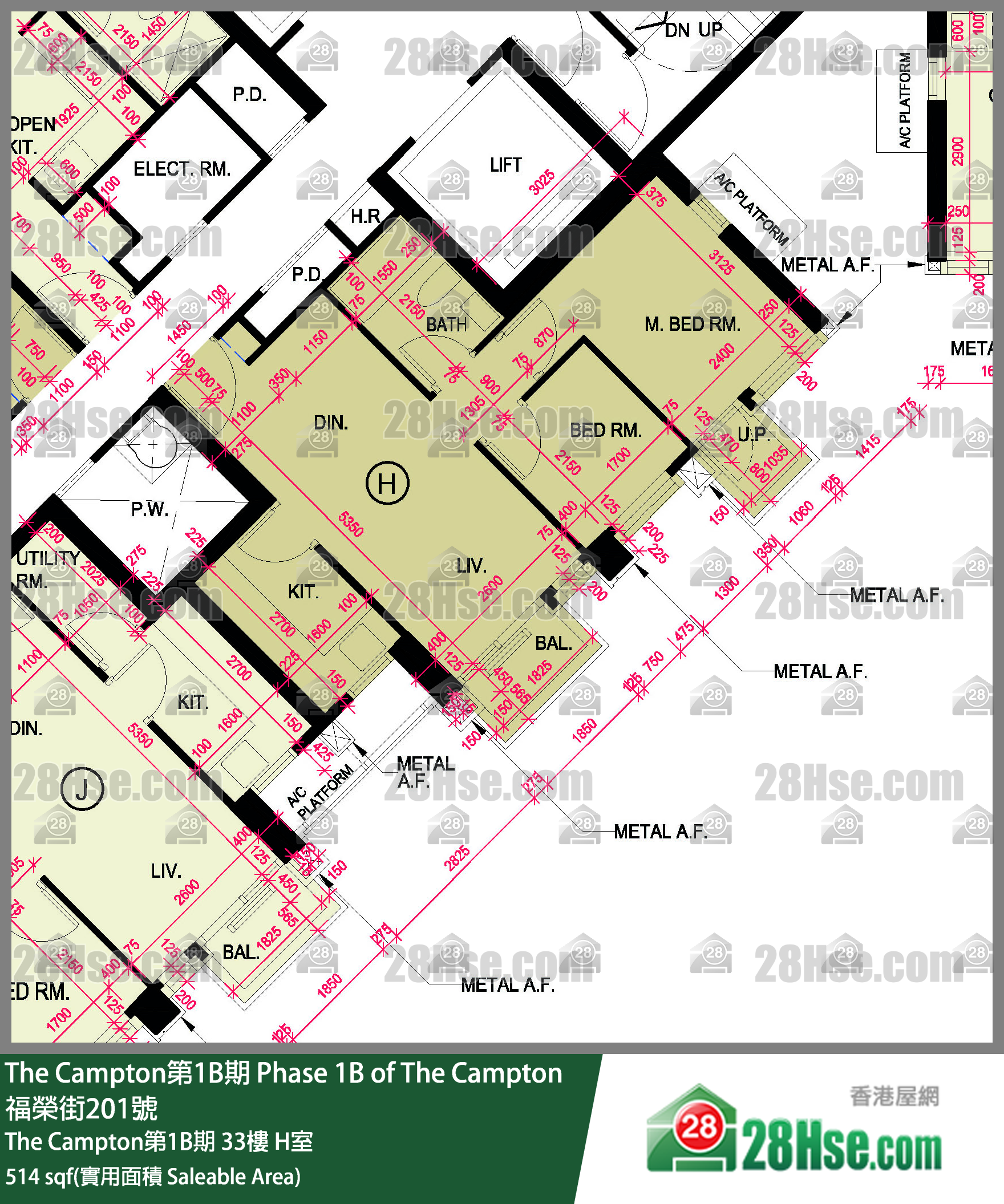 The Campton 1B期 The Campton第1B期 33樓 H室 平面圖