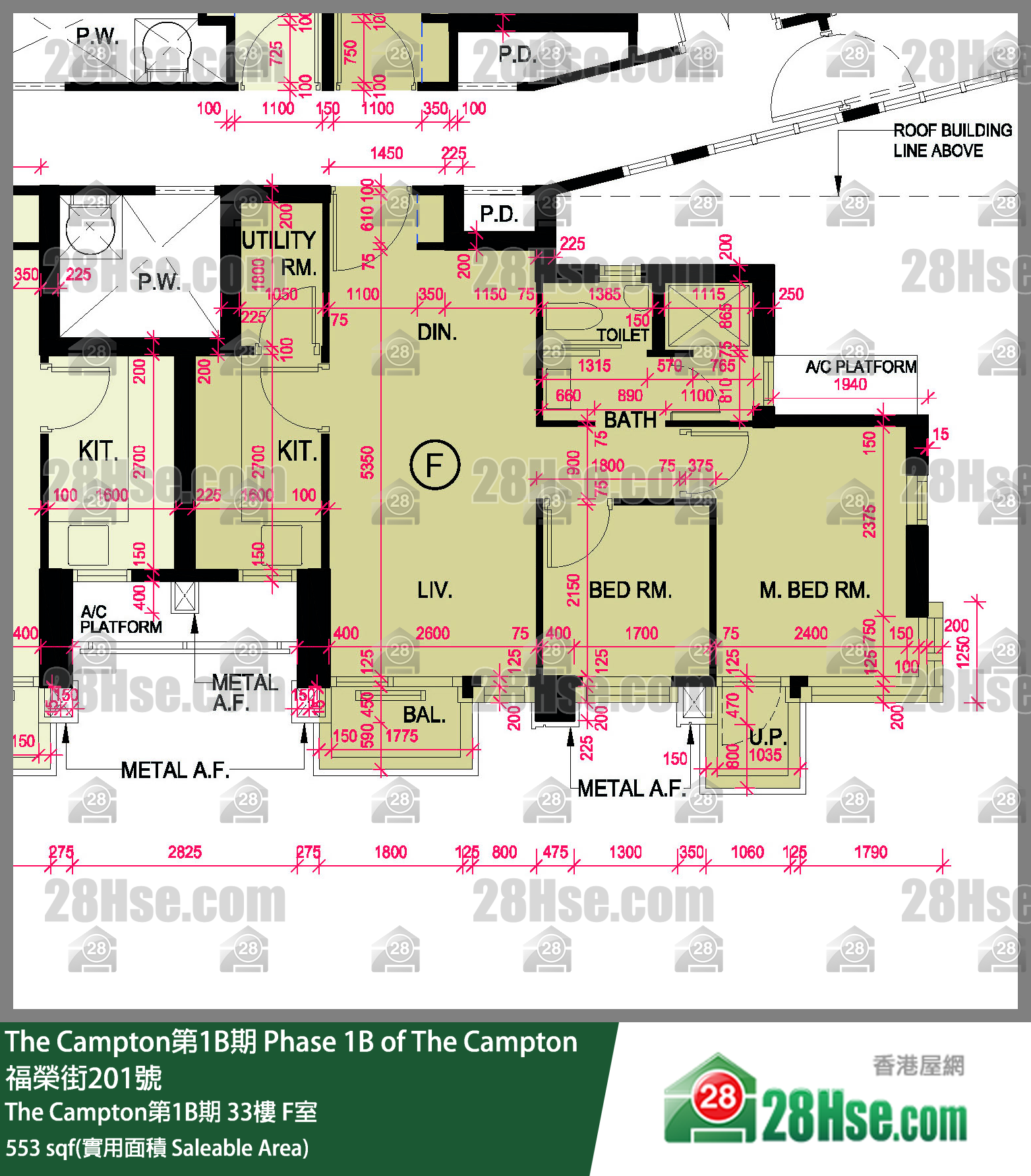 The Campton 1B期 The Campton第1B期 33楼 F室 平面图