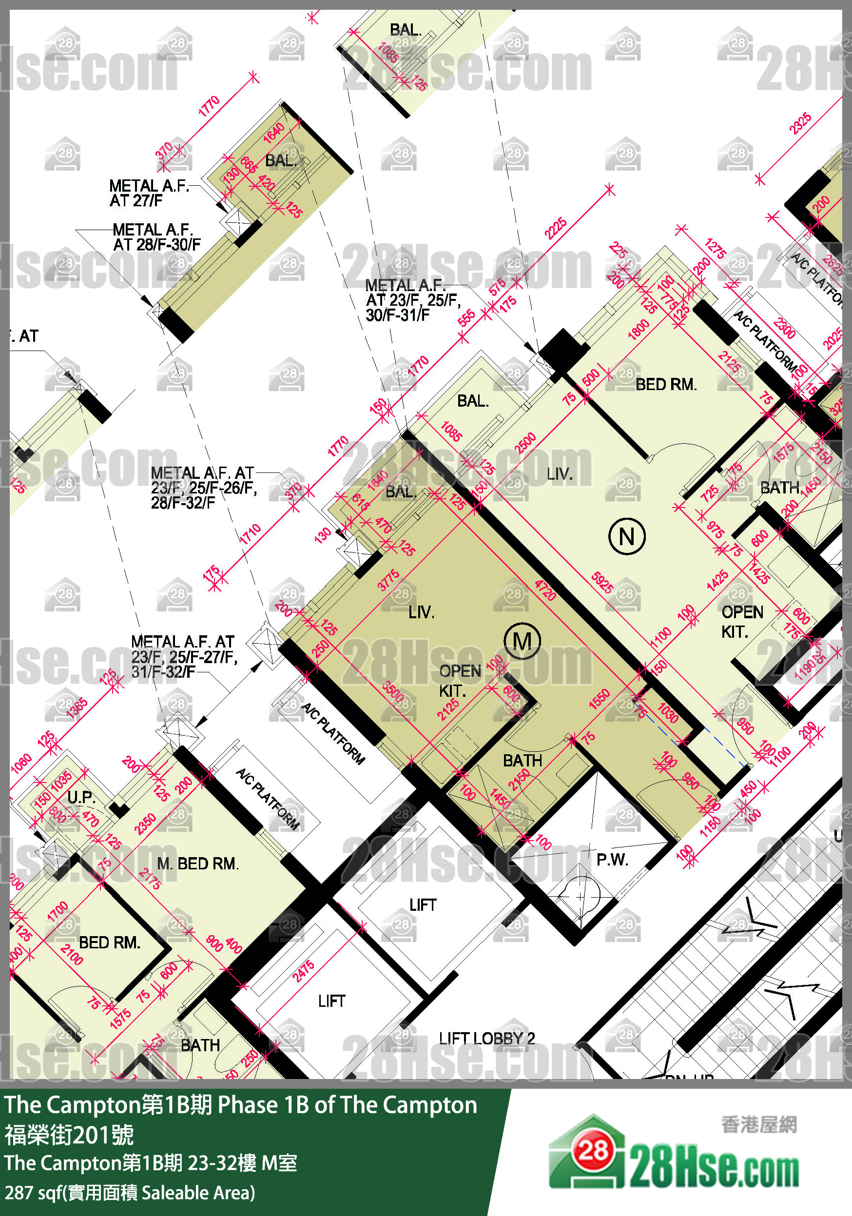 The Campton 1B期 The Campton第1B期 28樓 M室 平面圖