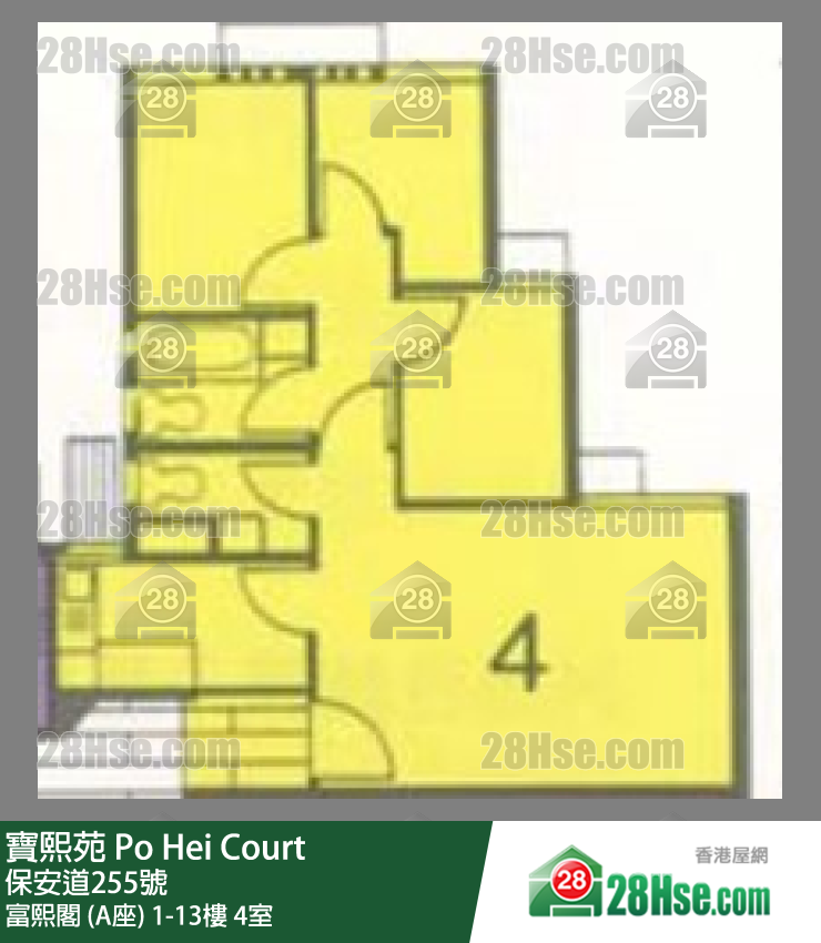 寶熙苑 富熙閣 (A座)4樓 4室 平面圖