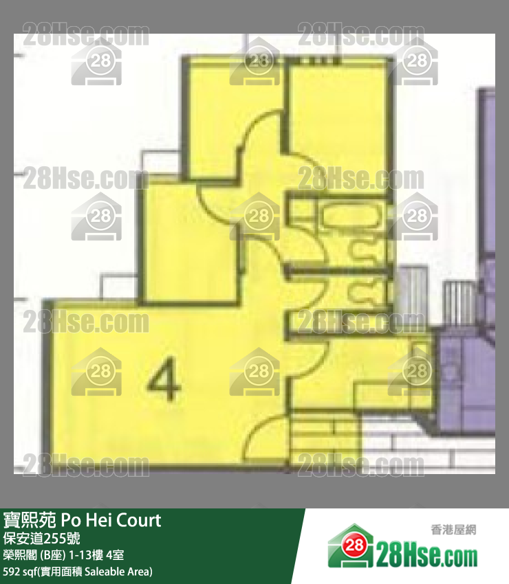 寶熙苑 榮熙閣 (B座)7樓 4室 平面圖