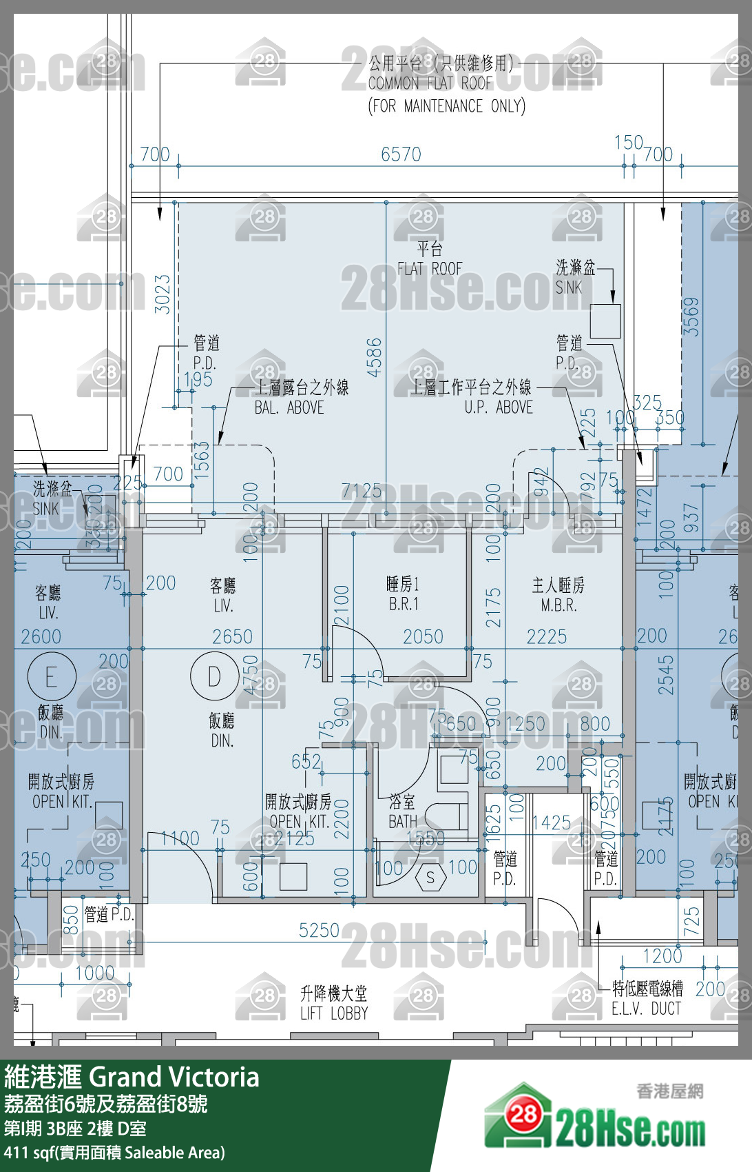 維港滙I 第I期 3B座 2樓 D室 平面圖
